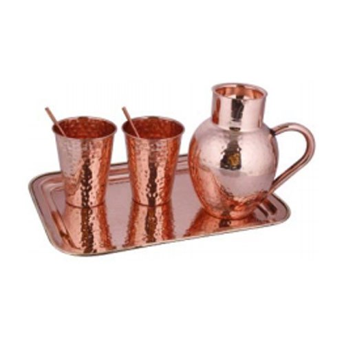 Lacquered Coating Hammered Copper Surahi Set img