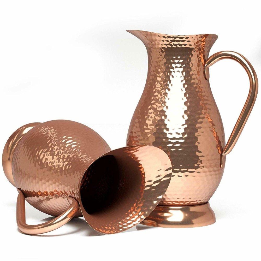 Osnica Hammered Copper waterJug Set, Capacity: 1.5 L