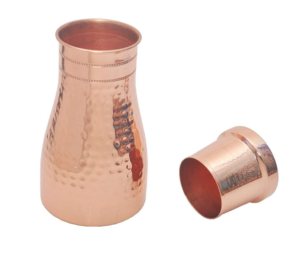 Hammered Cylindrical Copper Sugar Pot, For Home