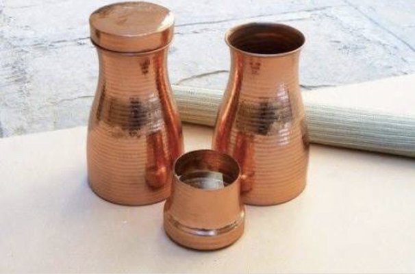 Hammered Round Copper Sugar Pot (Bed Side Jar), For Home, Capacity: 1 Ltr