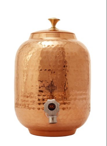 Rengvo Brown Copper Water Pot Container Dispenser, Capacity: 8 Ltr- 20 Ltr