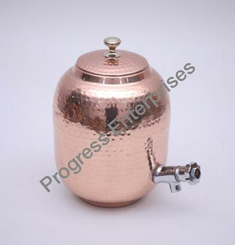 Hammered Cylindrical Vedic Pure Copper Water Tank, Size: Custom Size Available