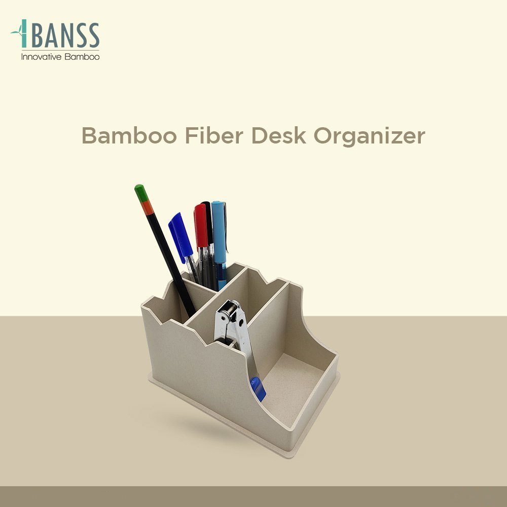 Ibanss Rectangular Bamboo Fiber Desk Organizer, For Office, Size: 8inch