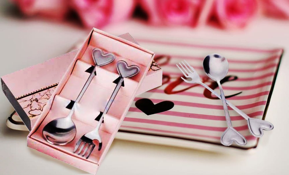 Fork Spoon Heart Shaped Hollowed Shape Stainless Steel Tableware Set