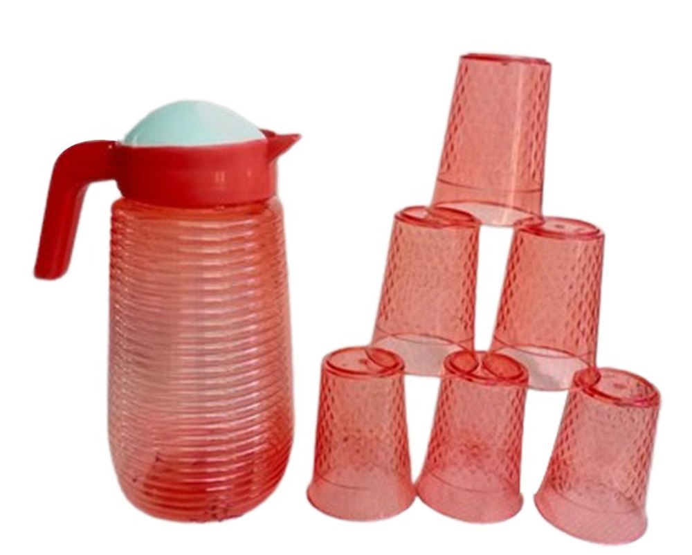 GOLD Mix Plastic Jug Glass Set, For Home, Capacity: 2 Ltr