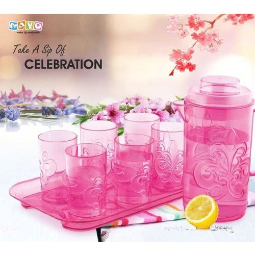 Mayo Pink Plastic Water Jug Set, For Home img