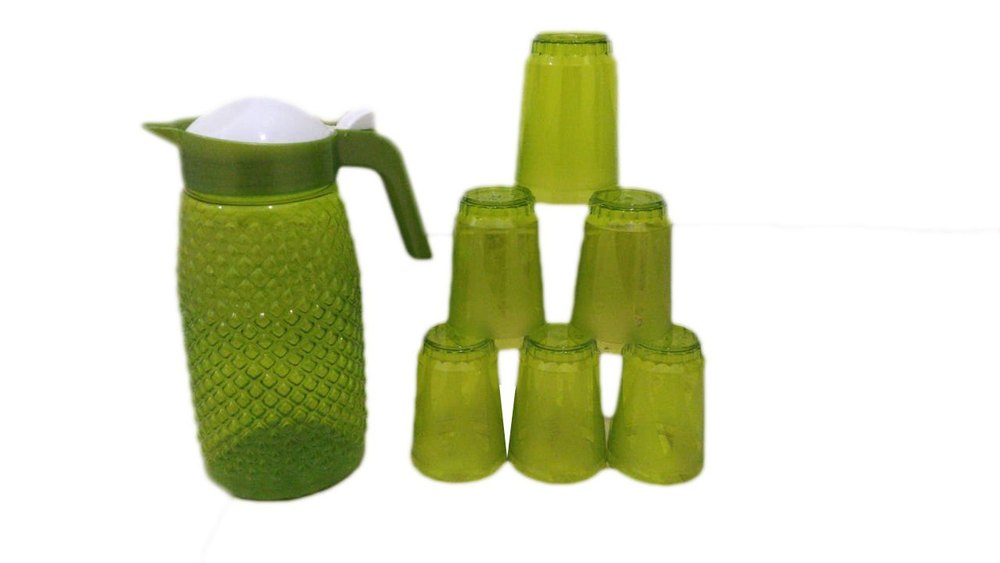 Green Round Plastic Water Jug Set, Capacity: 2 Litre img