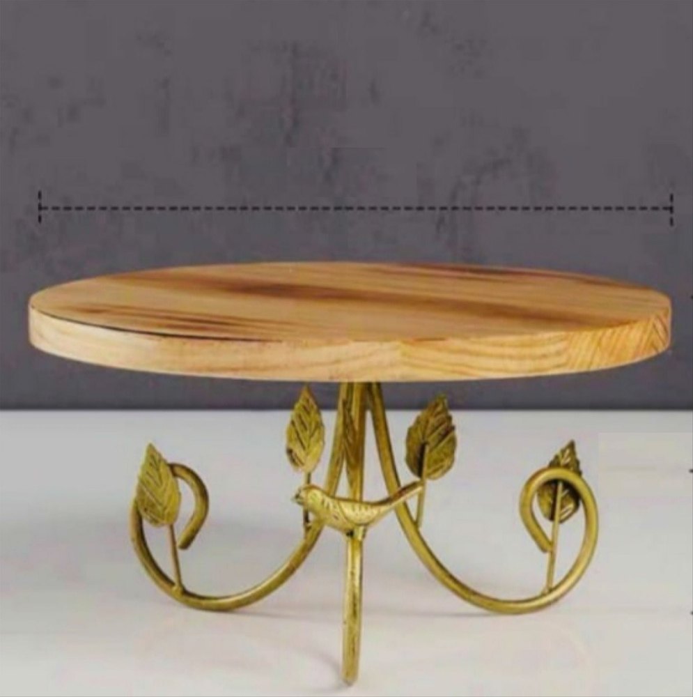 Golden Wooden Iron Cake Stand, Round, Size: 12 X 12 X 8 Inch
