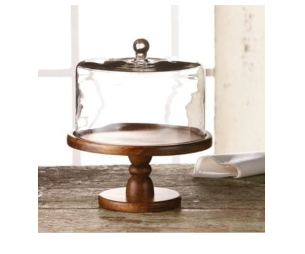 Wood & Glass Wooden Cake Stand With Dome, For Restaurant & Bakery, Size: 30 X 16 X 30 Cm img