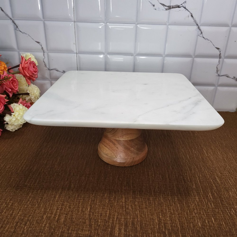 White Marble Cake Stand Square