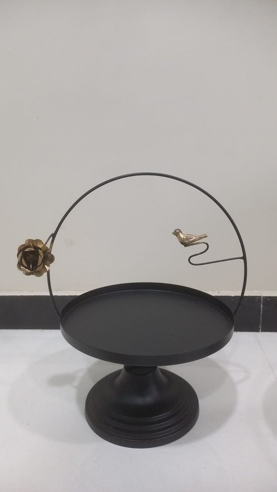 Metal Black Cake Stand With Rose/ Pigeon img
