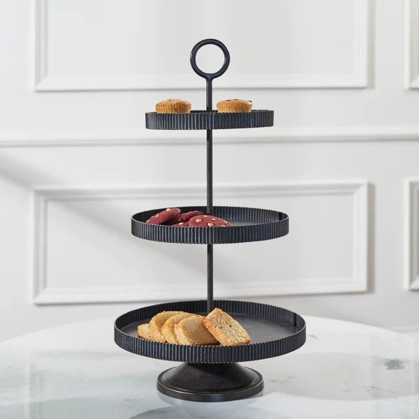 For Hotel Platter Iron Cake Stand, Packaging Type: Box, Size: 12X12X25 img