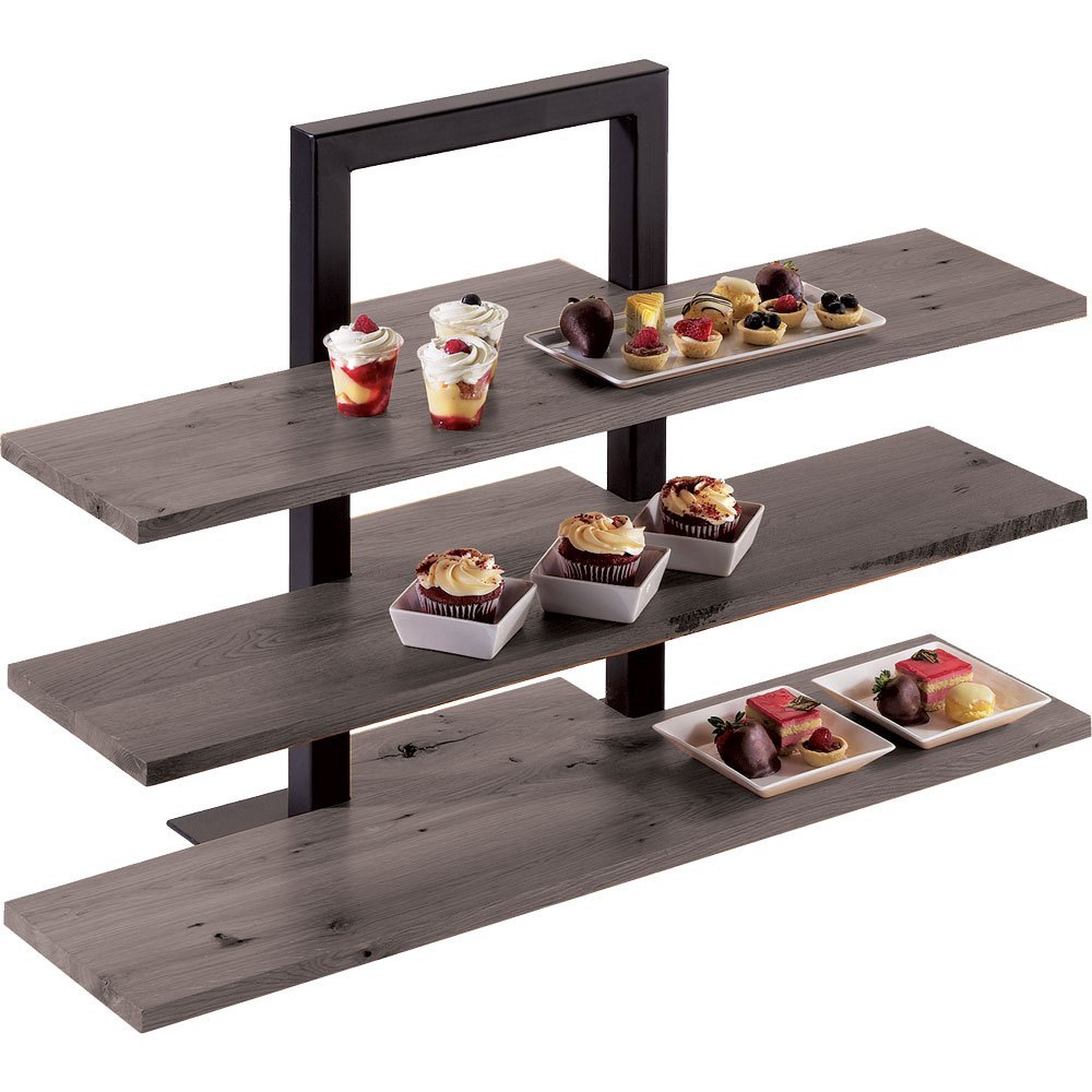 For Restaurant Platter Wood & Iron 3 Tier Riser Stand, Packaging Type: Box img