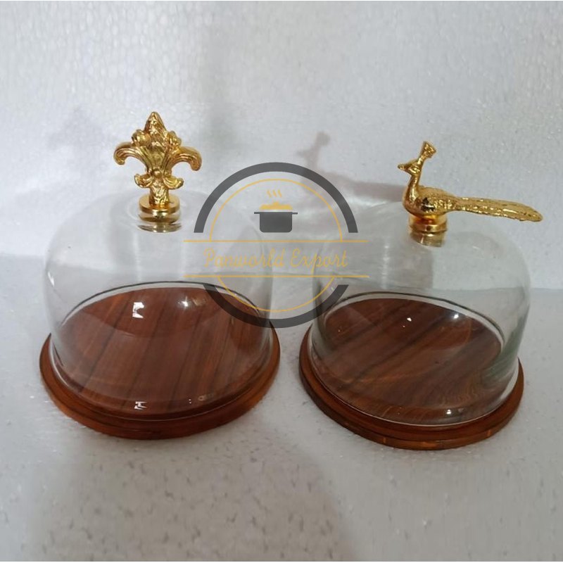 Brown Glass Cake Stand With Lid, Packaging Type: Packet, Round