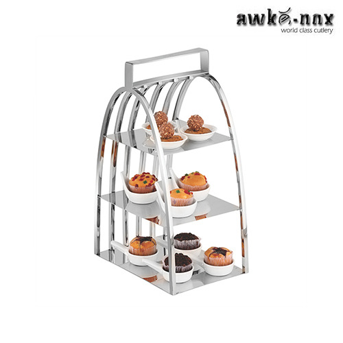 Silver Stainless Steel Multilevel Cupcake Display Stand, For Hotel