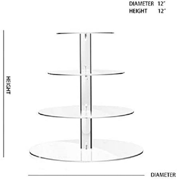 transparent Platter Acrylic Cupcake Stand 4 layer, Packaging Type: Carton, Square And Round