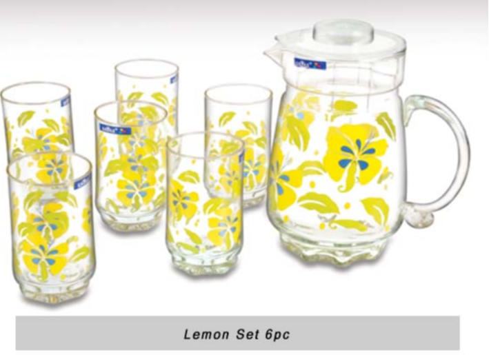 Transparent Glass Lemon Set 6 Pcs, Size: Big