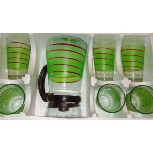 1 Jug 6 Glasses Transparent Glass Lemon Set