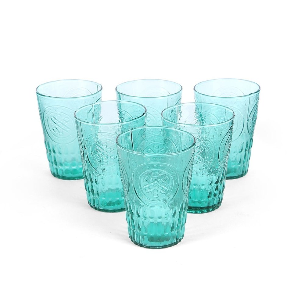 6 Pcs Glass Drinkware Set, For Home, Size: 7 X 9 CM