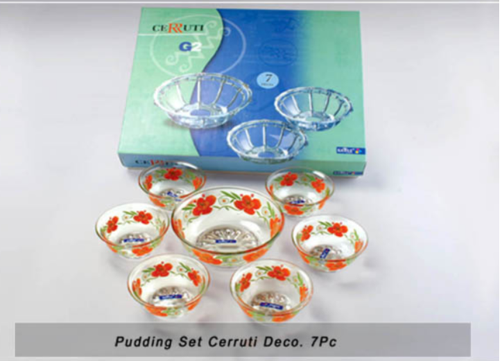 Transparent Glass Pudding Set Cerruti Deco 7 Pcs