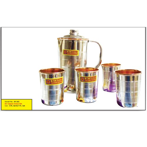 4 Glass, 1 Jar Stainless Steel Leman Set