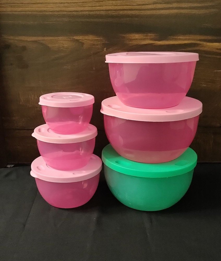 Round Colours Plastic Storage Boul Set With Lid