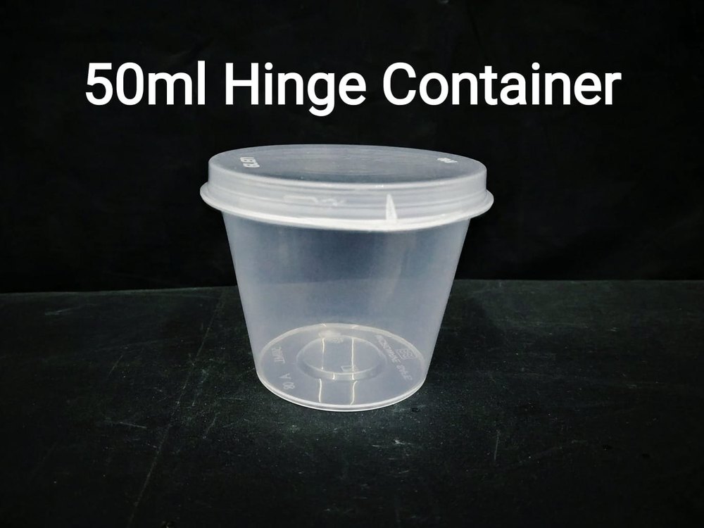 Transparent Plastic 50 Ml Sauce Cup with hinge Lid, For Restaurant, Packaging Type: Box