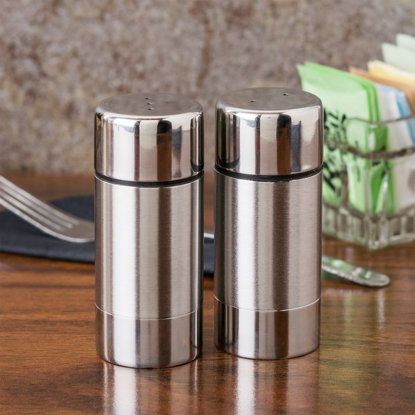2 Pcs Silver Stainless Steel Metal Round Salt and Pepper Shaker, Model Name/Number: BESP-5