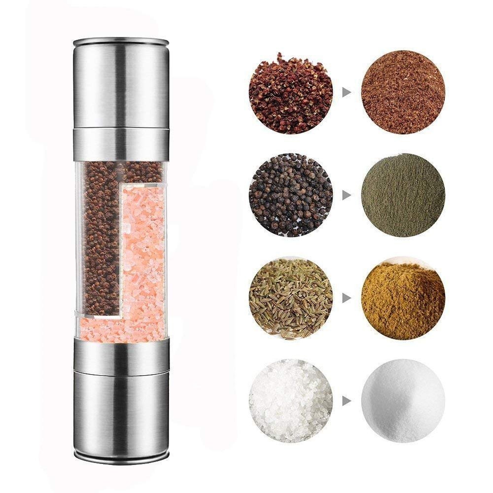 Multicolor Stainless Steel & Glass DUAL SALT PEPPER GRINDER, For Home, Packaging Type: Box
