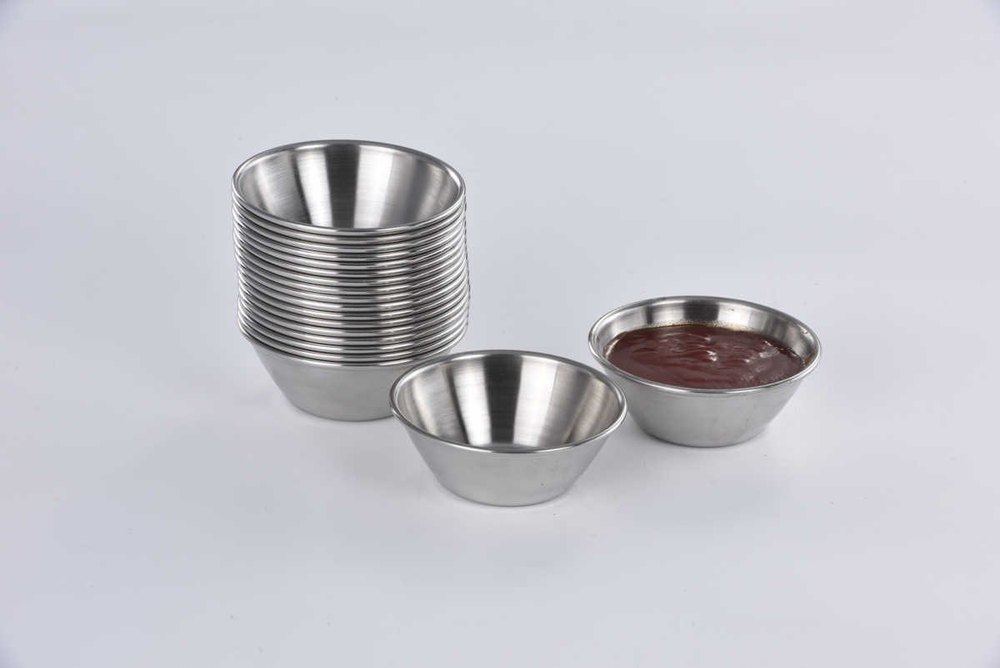 Silver Stainless Steel Custard Cup, For Home, Packaging Type: Box img