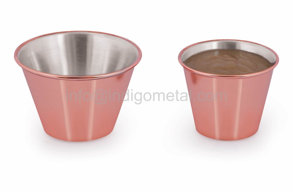 Copper, Color Powder Coated Glass Sauce Cup -stainless Steel, For Restaurant, Packaging Type: Box