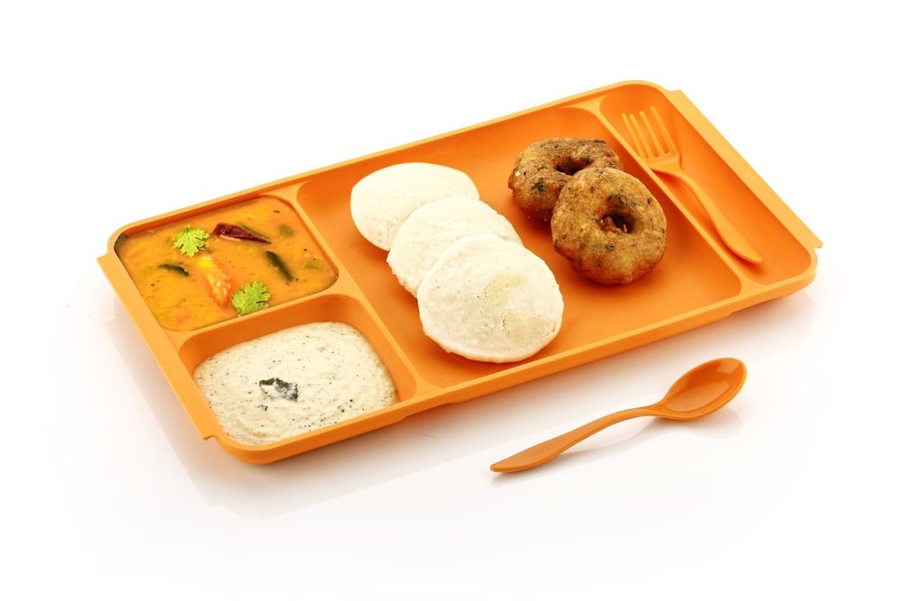 Plastic Partition Plate For Lunch, Dinner And Meals5 Section Bhaji Dish Set