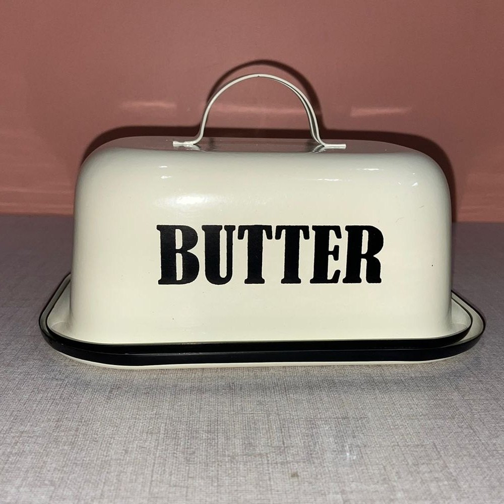 White Iron Butter Dish, Rectangle