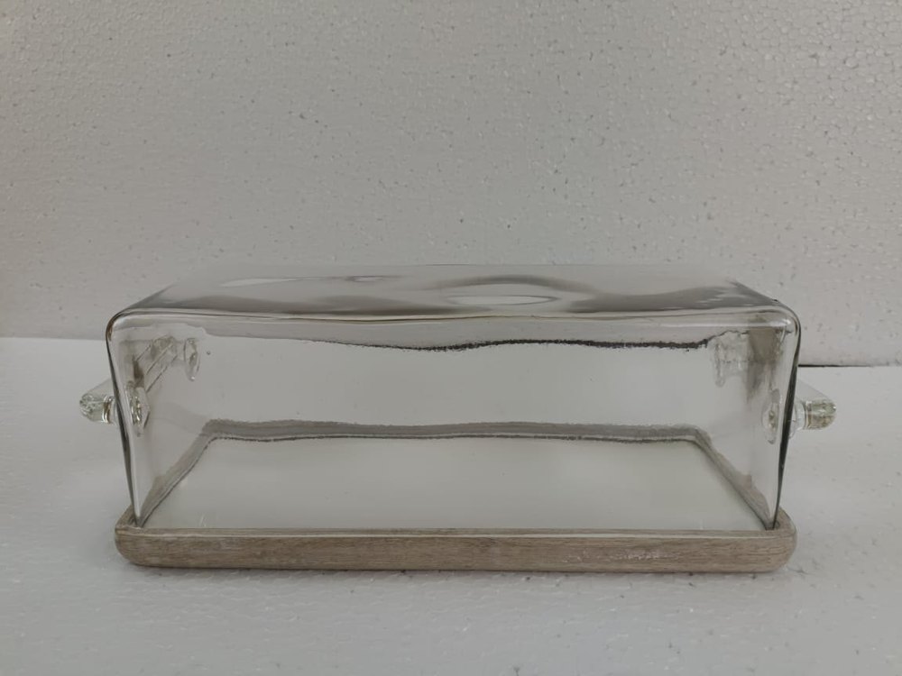 Transparent Glass Butter Dish, Rectangular