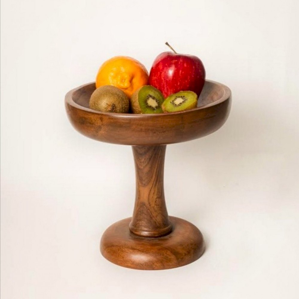 Brown Round Wooden Fruit Platter