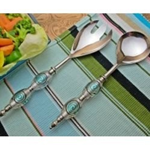 Homesake Salad Server with Silver Ovoid Glass Bead Handle img