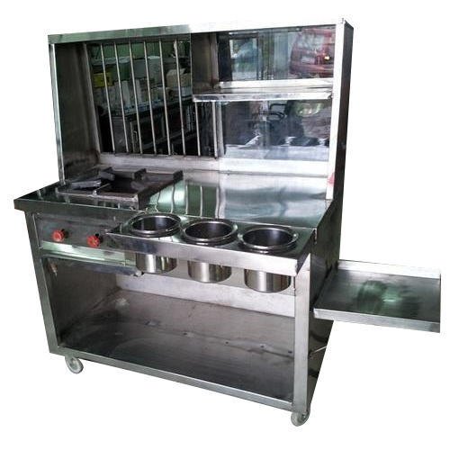 Stainless Steel Polished Golgappa Display Counter, For Commercial