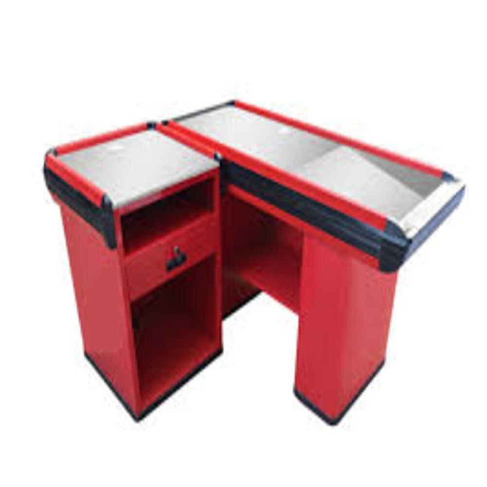 Red Steel Cash Checkout Counter, For Supermarket, Size: 3X4 img