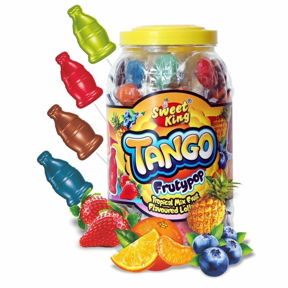 Sweet King Bottle Shape Tango Mix Fruit Flavoured Lollipop, Packaging Type: Plastic Jar