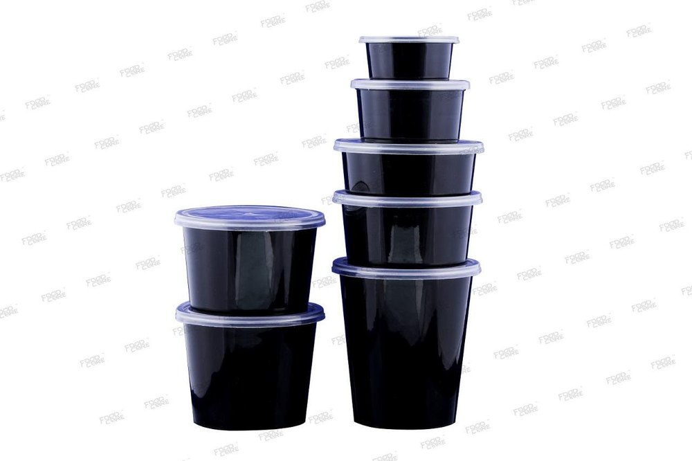 Black Round Food Packaging Container, Packaging Size: 1500 ml, Packaging Type: Box img