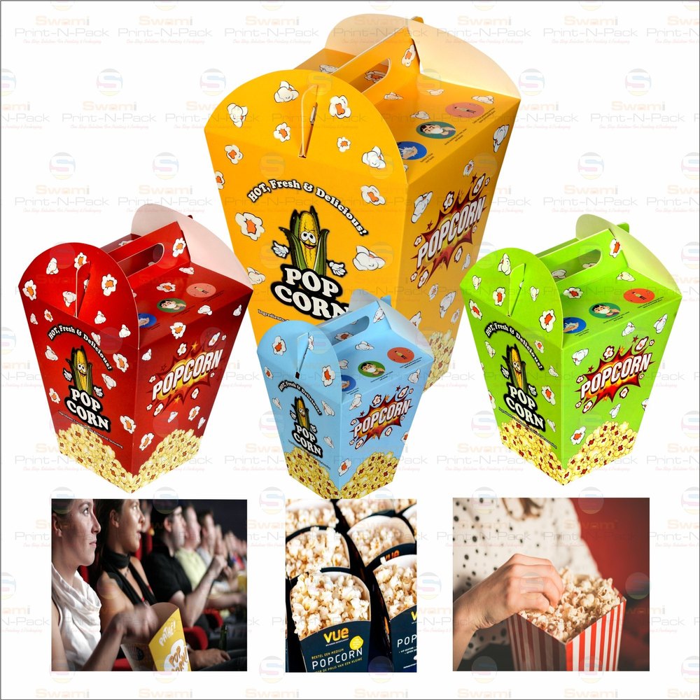 Printed Paper Pop Corn Bucket, For Packaging, Capacity: 400 G img