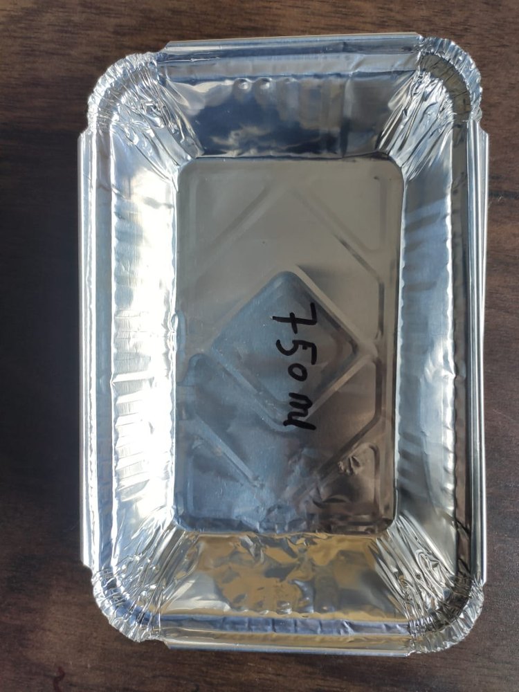 Disposable Rectangular 750 Ml Silver Foil Food Containers, For Event and Party Supplies img