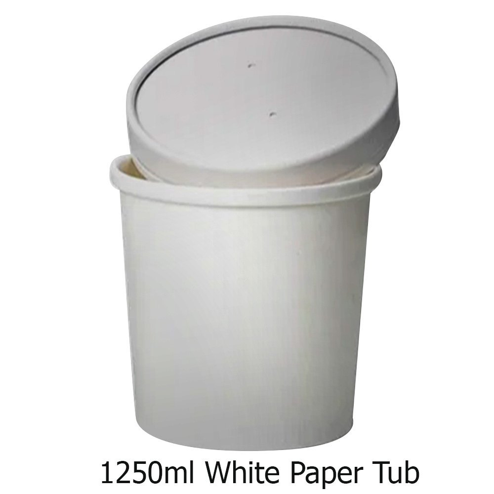 1250ml White Paper Tub, For Food & Beverages, Thickness: 3 mm