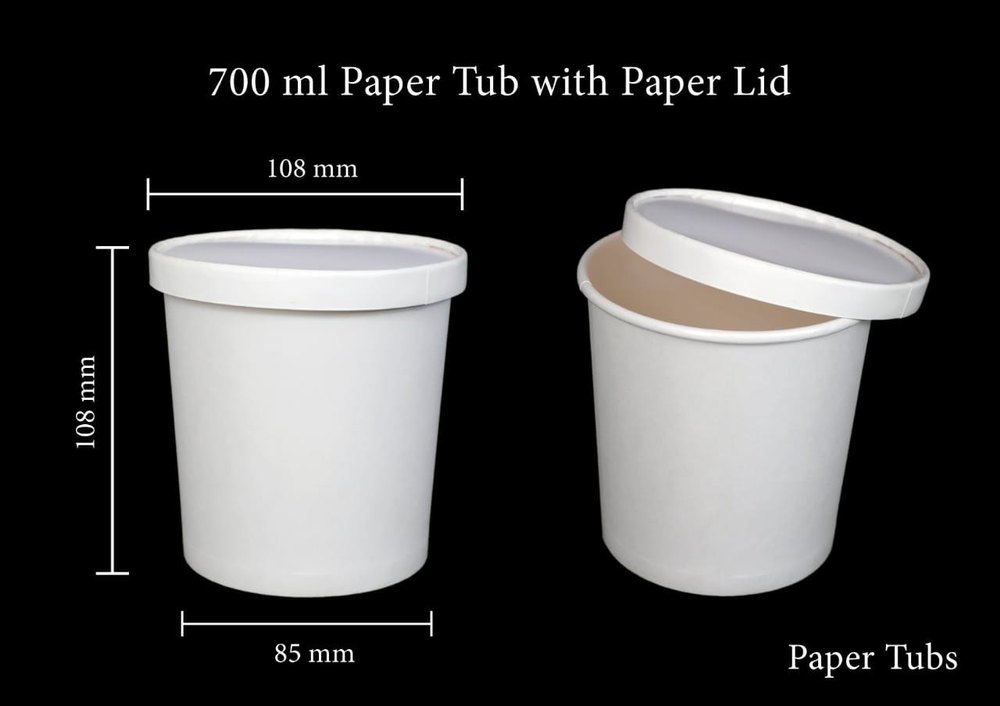 White 700ml Paper Tub, For Packaging, Thickness: 1 mm