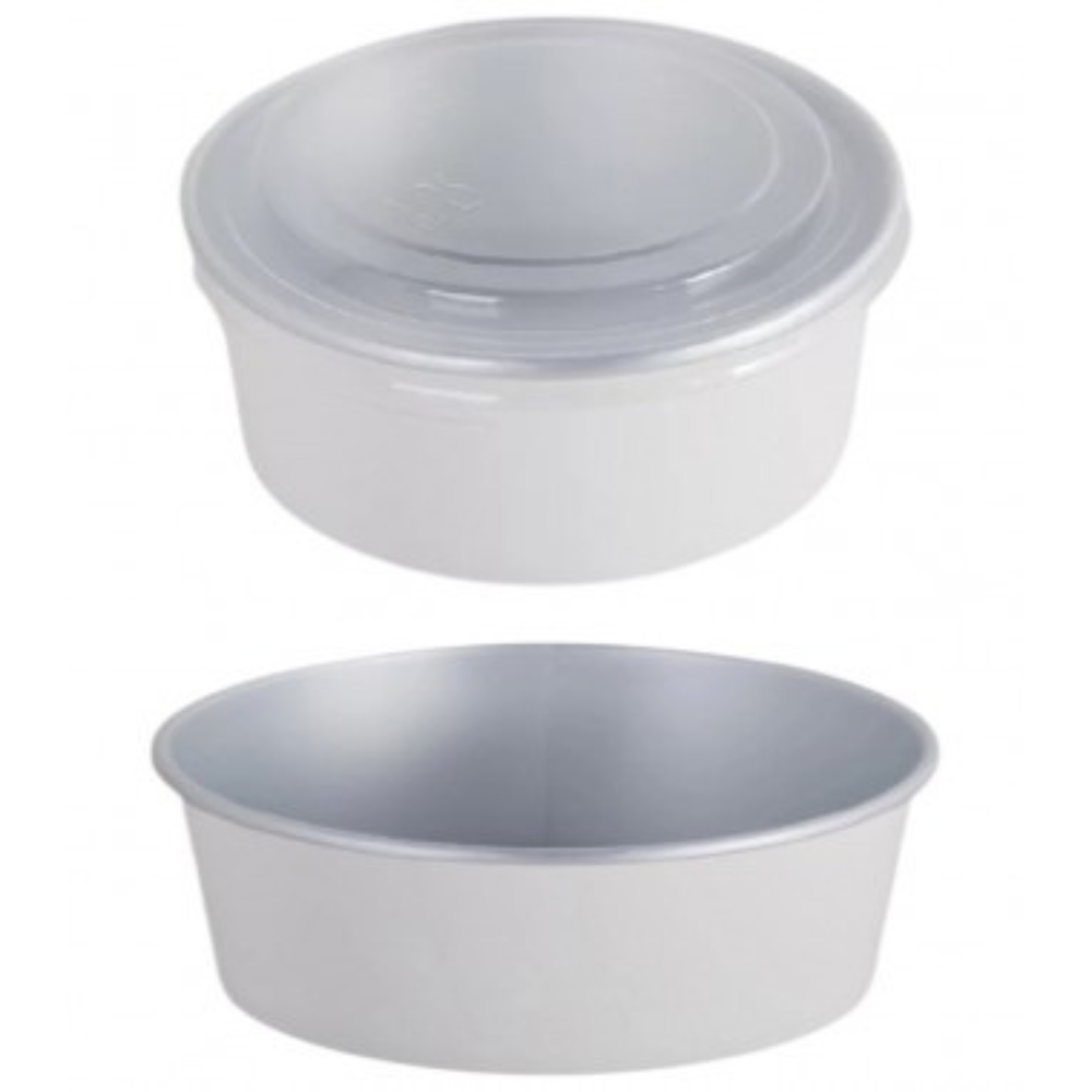 Plain Aluminum Foil Laminated White Paper Round Bowl With Pet Lid 1300 ml