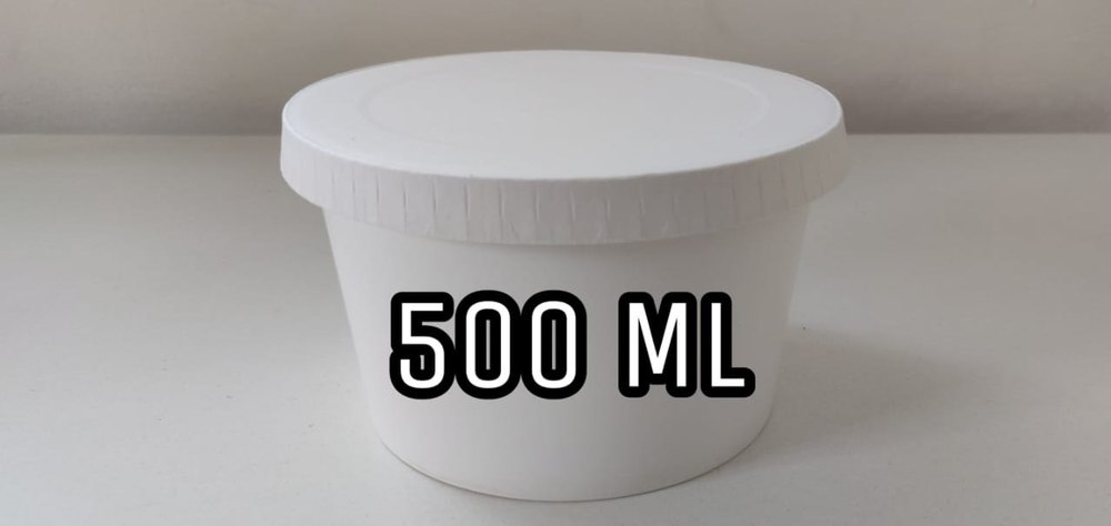 White Plain Disposable Paper Container, Size: 500ml