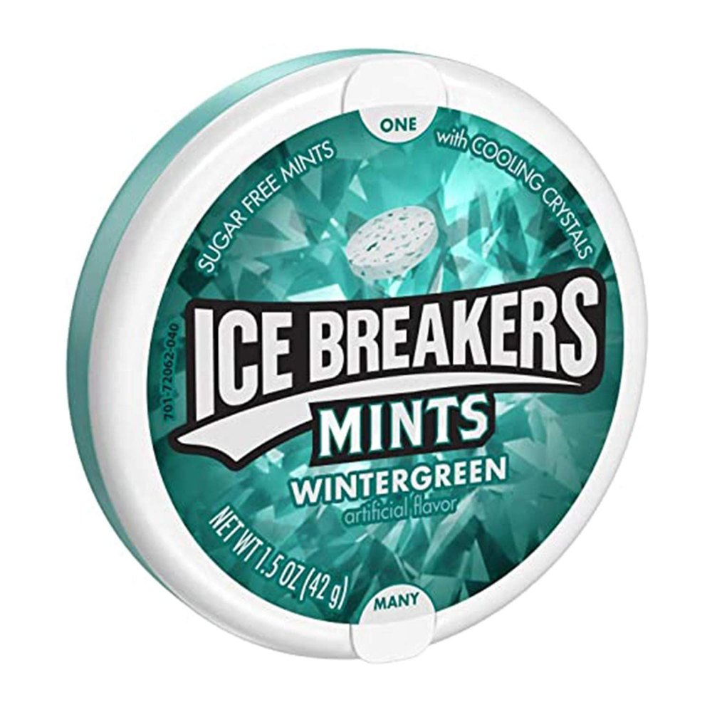 Round Ice Breakers Wintergreen Sugar Free Mints, Packaging Size: 42 Gm