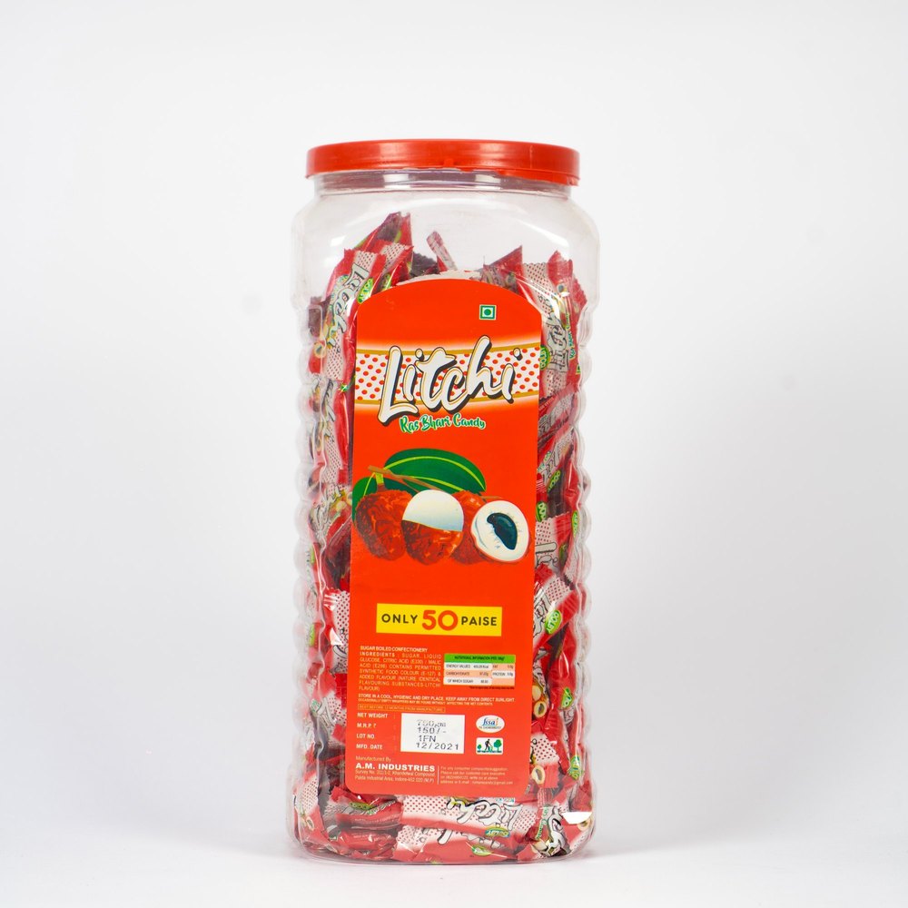 Round Litchi Flavored Candy, Packaging Type: Plastic Jar
