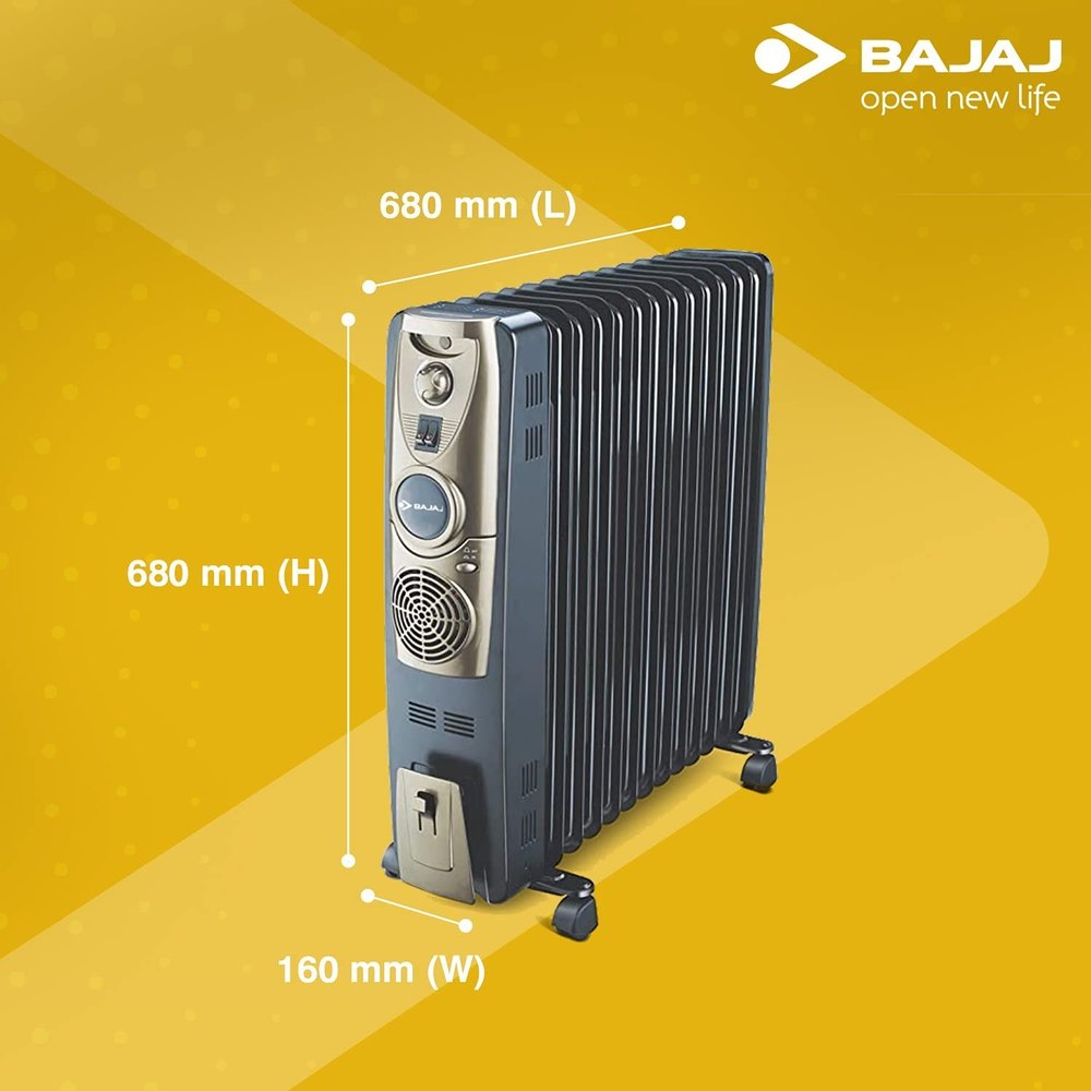 2500 (adjustable) Metal Oil Filled Radiator Heater Bajaj, 230VAC