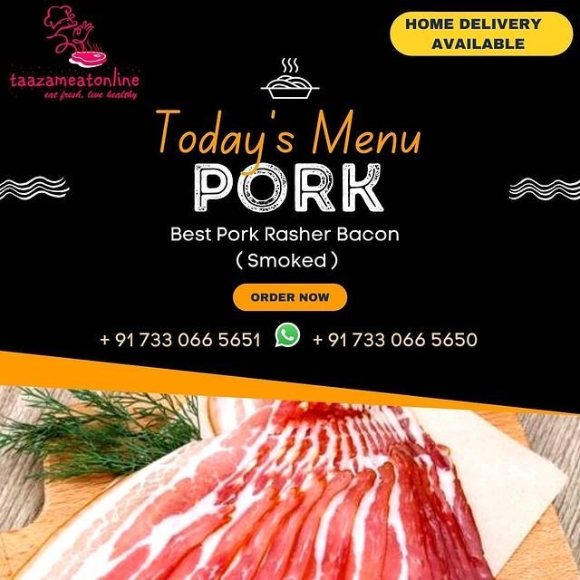 Pork Meat Sausages Bacon Taazameatonline, For Household, Packaging Type: Packet